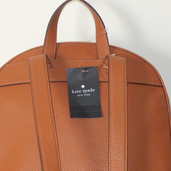 NWT Kate Spade New York LENA Leather Zipper Closure Top Handle Brown Backpack - Picture 9 of 13